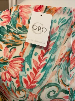 Cato Coral & Teal Floral Print Maxi Dress thumbnail 4