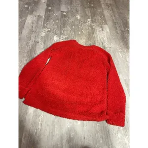 Ugly Christmas‎ Sweater Womens L Santa Suit Sherpa Sequined Fleece Red C0073 thumbnail 5