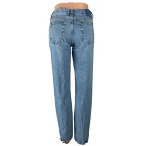 Abercrombie & Fitch The Straight Mid Rise Blue Relaxed Denim Jeans Size 27 thumbnail 4