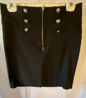 Black High-Waist Pencil Skirt with Decorative Buttons thumbnail 1
