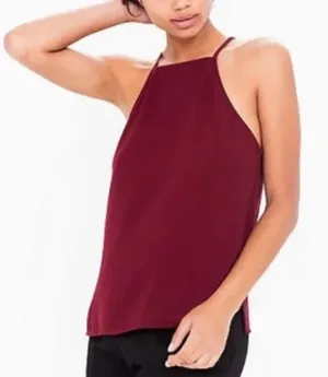 American Apparel High Neck/Halter Tank in MAROON Women Size L thumbnail 1