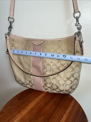Coach convertible Hobo with Pink Center Stripe crossbody or shoulder bag thumbnail 11