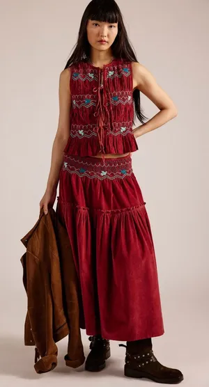 Free People Terra smocked maxi skirt set thumbnail 1