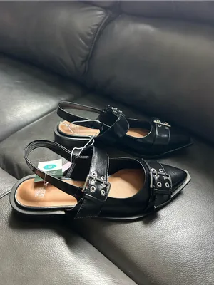 Size 8 Peyton Double Buckle black Slingback Flats by wild‎ fable alt punk rock thumbnail 10