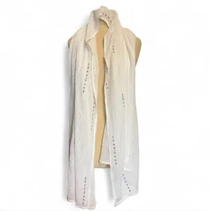 Women's White Sheer Scarf with Crystal Accents thumbnail 3
