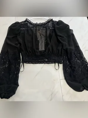 NWT For Love & Lemons Black Lace Freya Blouse top size XS thumbnail 4