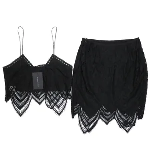 Revolve Signature 8 Black Lace Two Piece Cami Top and Mini Skirt Set Size Small thumbnail 3
