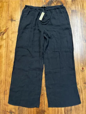 J. Crew Beach pant in Hampton linen-blend Black Size Medium NWT thumbnail 5