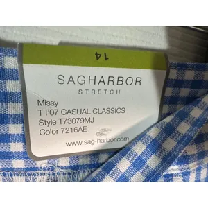 Sag Harbor Blue Gingham Check Casual Capri Pants Stretch Drawstring Comfort Sz14 thumbnail 3