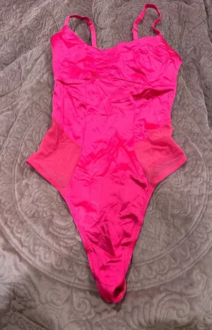 Colsie Bright Hot Pink Bodysuit with Adjustable Straps thumbnail 1