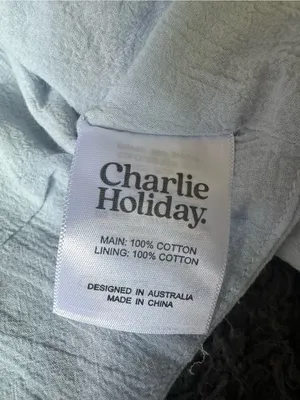 Charlie Holiday Jasper wrap top Dusk Blue size M 100% cotton bell sleeves NWT thumbnail 4