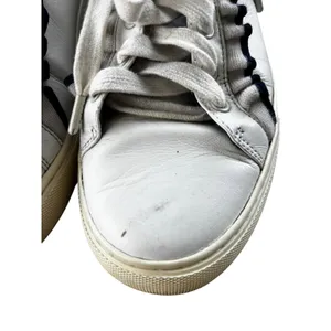 Tory Burch Sport‎ Ruffle Howell Court Sneakers 9 White Navy Leather Athletic thumbnail 6