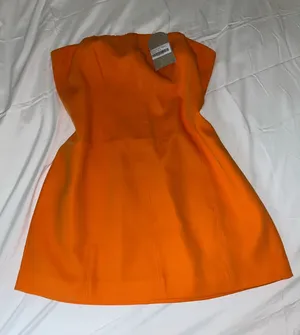 Meshki Strapless Mini Dress Orange Maci Crepe thumbnail 1