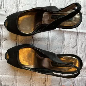 BCBG MAX AZRIA Black Sparkle Heels 7.5 WOW thumbnail 5