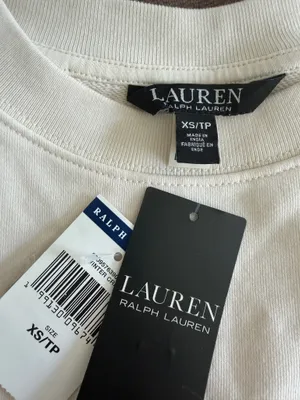 Lauren Ralph Lauren Women’s White Sweater Gold Button Beaded Logo NWT XS thumbnail 4