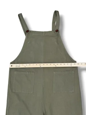 Emery‎ Rose Cotton Front Pocket Cuffed Overalls Jumpsuit Olive Green Large thumbnail 11