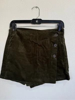 Love Tree Small Olive Green Corduroy Wrap Mini Skort Button Front Y2K Boho Fall thumbnail 2