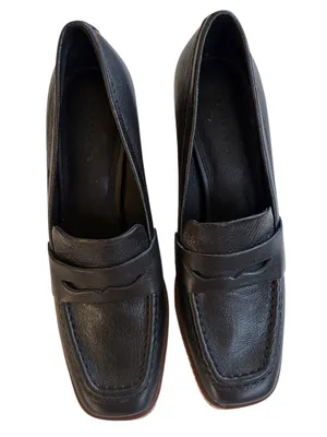 Like New Sanctuary Leather Cadence Wedge Loafers Black Size 8.5 thumbnail 4