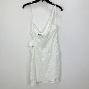 Lulus Want To Wow White Sequin Cutout One-Shoulder Bodycon Mini Dress XL NWT thumbnail 9