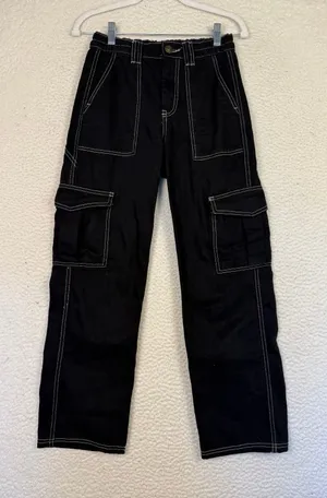 BDG Urban Outfitters Relaxed Skate Jean Black Contrast Stitch Cargo Pants 25 thumbnail 1