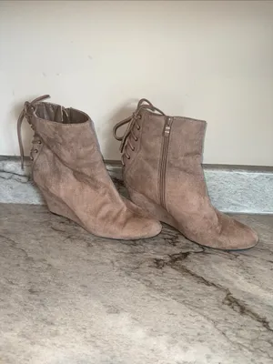 2 Lips Too Taupe Suede Wedge Ankle Boots with Lace-Up Back thumbnail 6