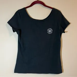✨ Harley Davidson Women’s Black Scoop Neck Embroidered Top Medium‎ thumbnail 1