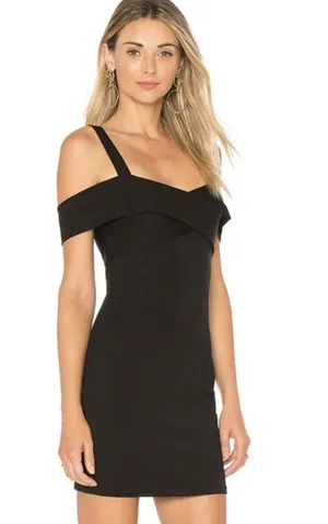 By the Way Black Bodycon Cold Shoulder Heart Shape Bust Mini Dress - XS thumbnail 2