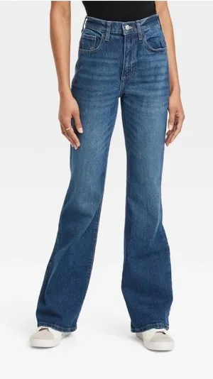 Universal Thread‎ High Rise Flare Jeans Womens 17 Blue Stretch Denim Boho Casual thumbnail 1