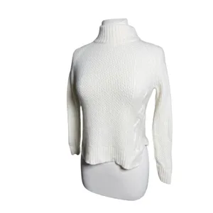 GRIFFIN Cashmere Women’s Cream Cableknit Mock Neck Pullover Sweater thumbnail 3