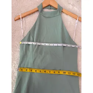 Lulus Majestic Perfection Sage Green Ruffled Halter Maxi Dress Size Medium Gala thumbnail 7