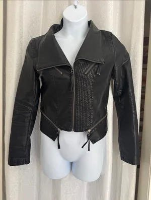 Lulu's Black Quilted Panel Leather Moto JacketSz: L thumbnail 1