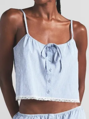 NWT Skims Cotton Poplin Sleep Tank Blue White Coastal Size XL thumbnail 1