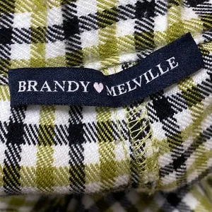 Brandy Melville Green Multicolor Checkered Straight High Waist Trousers Pants S thumbnail 4