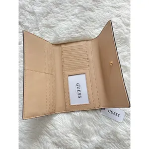 NWT GUESS Brown G Logo Print Trifold Wallet Snap Organizer Triangle Plaque thumbnail 5