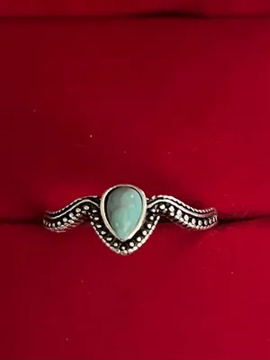 Boho/Vintage Design Stainless Steel Silver Faux Turquoise Ring Size 7 NWT thumbnail 2