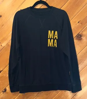 Small shop “Mama” cheetah letters black crewneck sweatshirt thumbnail 1