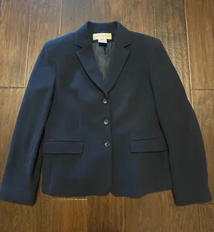 Jones New York Navy Three-Button Wool Blend Blazer Size 8 thumbnail 1