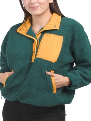 Wilo The Label Cozy Cosy Fleece Pullover Sweatshirt Teal/Marigold Green XS thumbnail 1