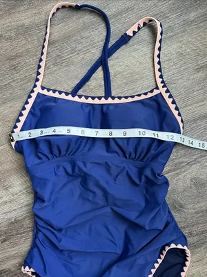 Eomenie Blue One Piece Womens Bathing Suit, NWT size Small 🔴 thumbnail 3