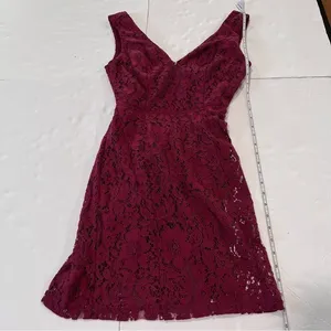 NWT Lulus Nevaeh Burgundy Lace Cutout Sleeveless Mini Dress SMALL‎ thumbnail 9