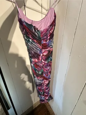 AKIRA NWT Floral Ruched Slip Dress in Purple Multi thumbnail 5