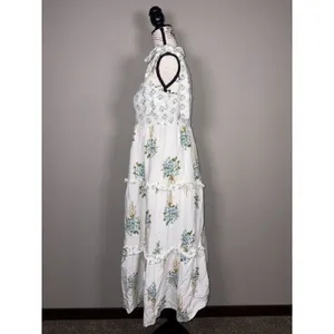 August Sky Boutique Womens Blue Floral Tie Strap Tiered Dress Size Medium thumbnail 8