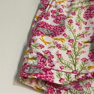 Printfresh Queen Lotus in Pink Cloud Pajama Shorts Size XS Bird Floral thumbnail 2
