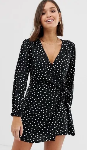 Abercrombie & Fitch Black Polka Dot Mini Dress thumbnail 1
