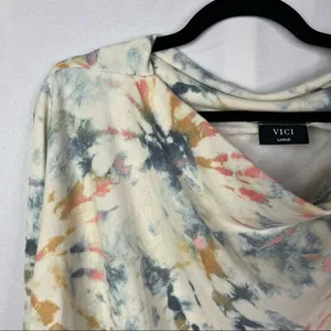 Boutique‎ Vici Pastel Firework Cowl Neck Long Sleeve T-Shirt L thumbnail 2