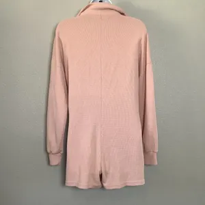 Pink Lagenlook Cottagecore Relaxed Loungewear Button Up Collar Playsuit Romper S thumbnail 4