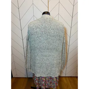 Express Women’s Large Gray Black Speckle Open Front Long Sleeve Knit Cardigan thumbnail 4