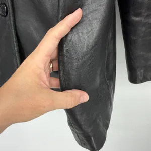 Excelled Collection Women's L Black Genuine Leather Blazer Jacket Y2K thumbnail 3