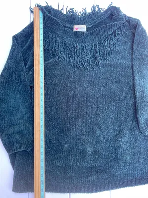 Vintage Cristina Fleece Fringe Pullover Sweater, Size L thumbnail 4