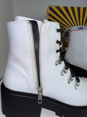 Skechers White Lace-Up Platform Lug Boots with Black Sole thumbnail 10